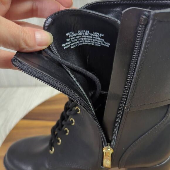 DKNY Black Lace Up Ultra High Heel Combat Boots Womens Size 7 K4982241 - Picture 9 of 12